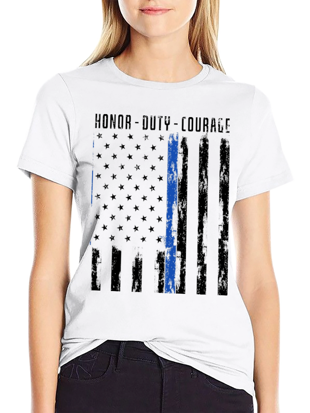 Honor Duty Courage Thin Blue Line T-Shirt