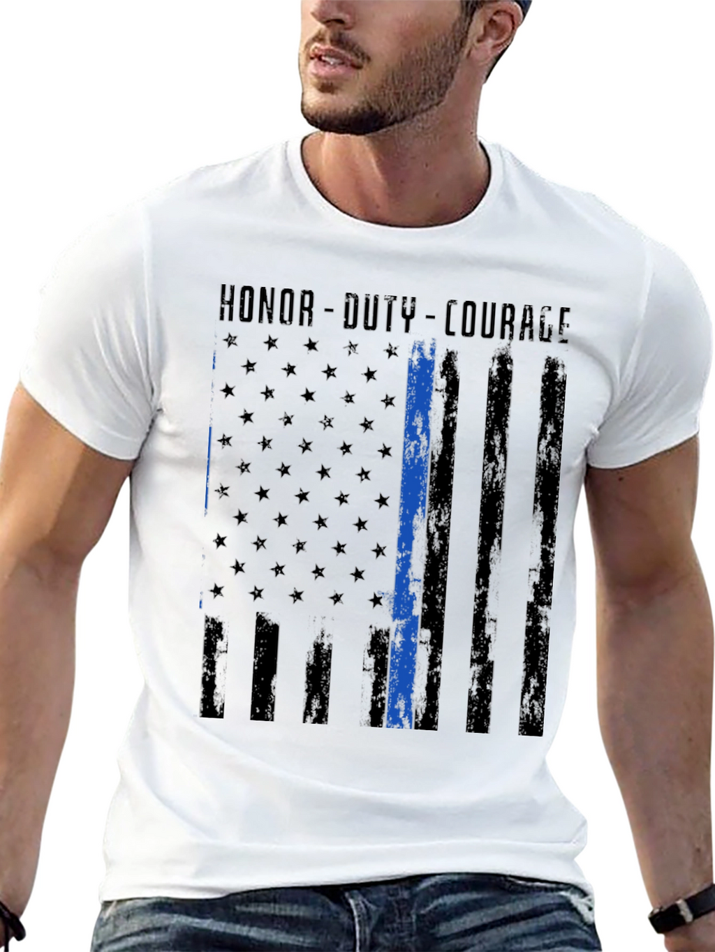 Honor Duty Courage Thin Blue Line T-Shirt