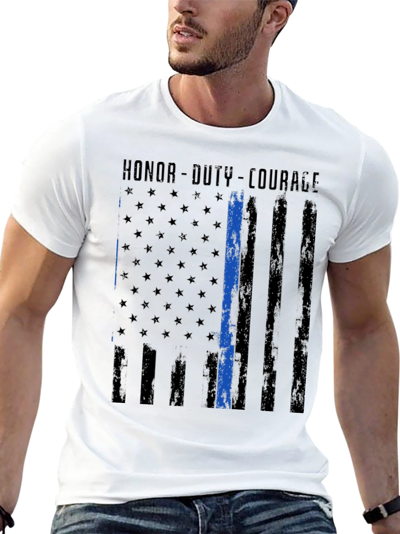 Honor Duty Courage Thin Blue Line T-Shirt