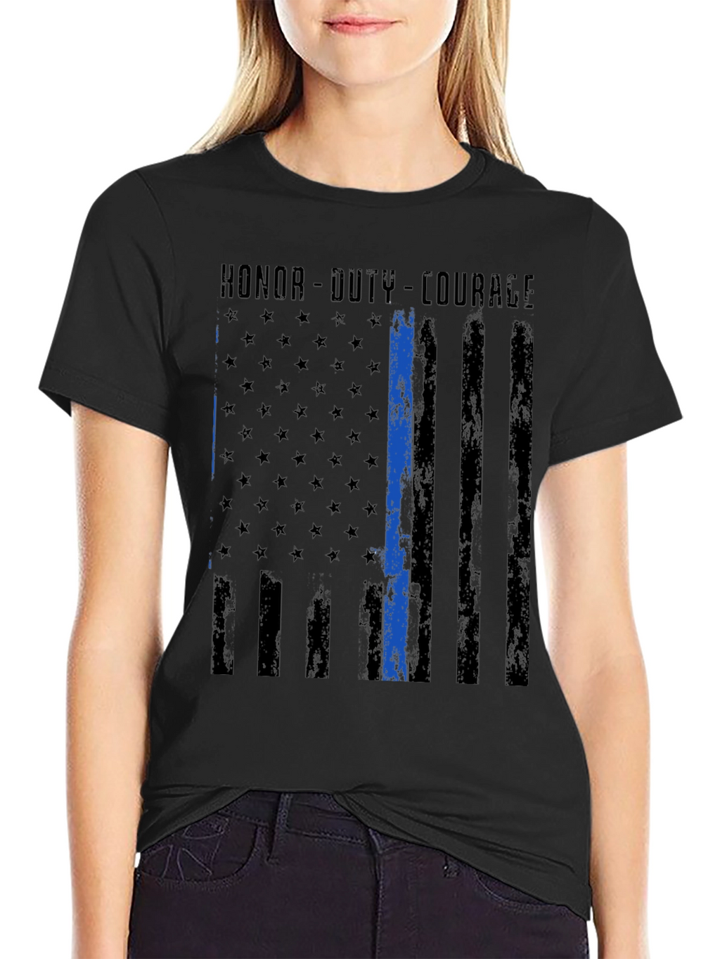 Honor Duty Courage Thin Blue Line T-Shirt