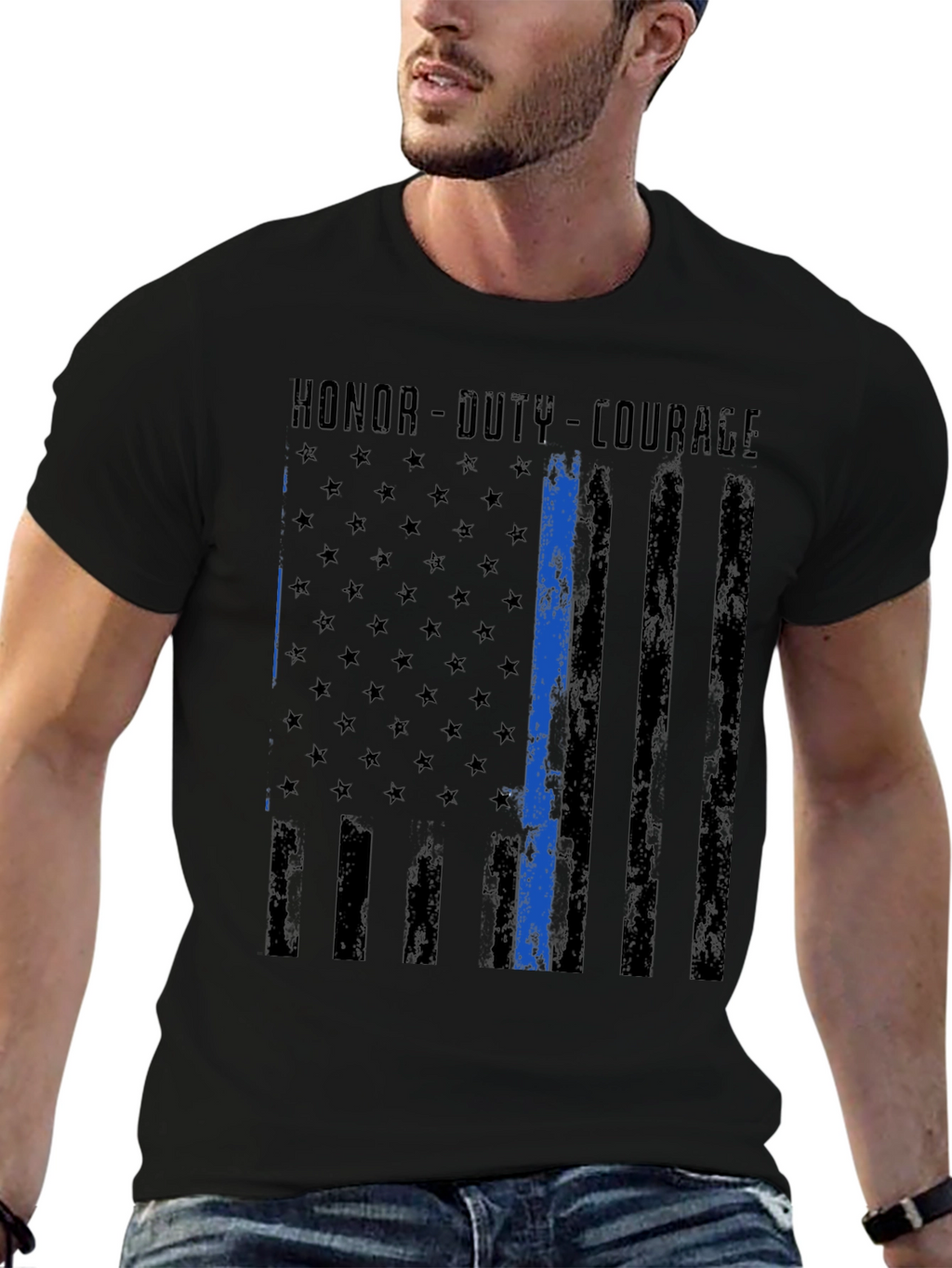 Honor Duty Courage Thin Blue Line T-Shirt