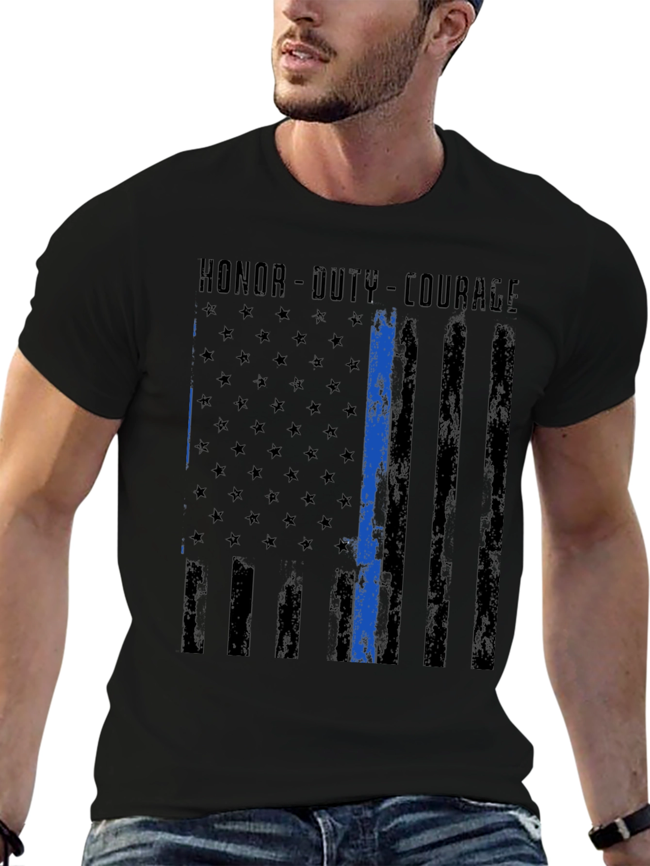 Honor Duty Courage Thin Blue Line T-Shirt