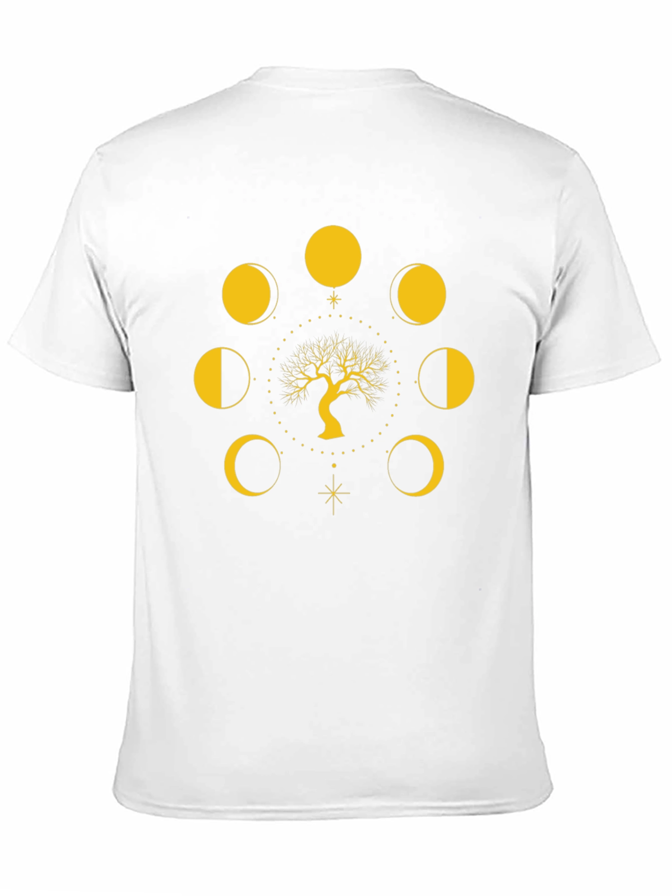 Mystic Moon Phases Tree Graphic Tee - Black Cotton T-Shirt