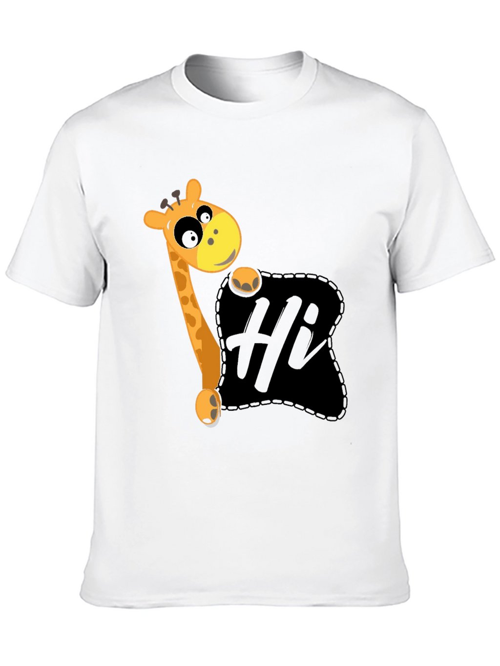 Cute Giraffe Hi Graphic Black T-Shirt
