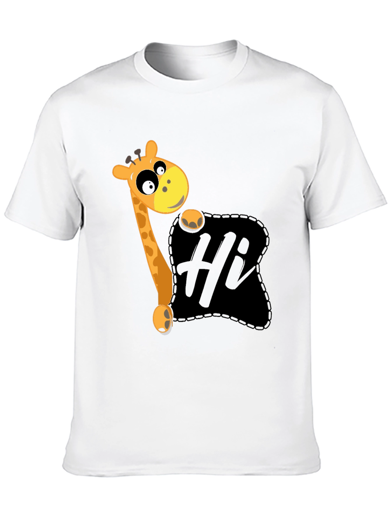 Cute Giraffe Hi Graphic Black T-Shirt