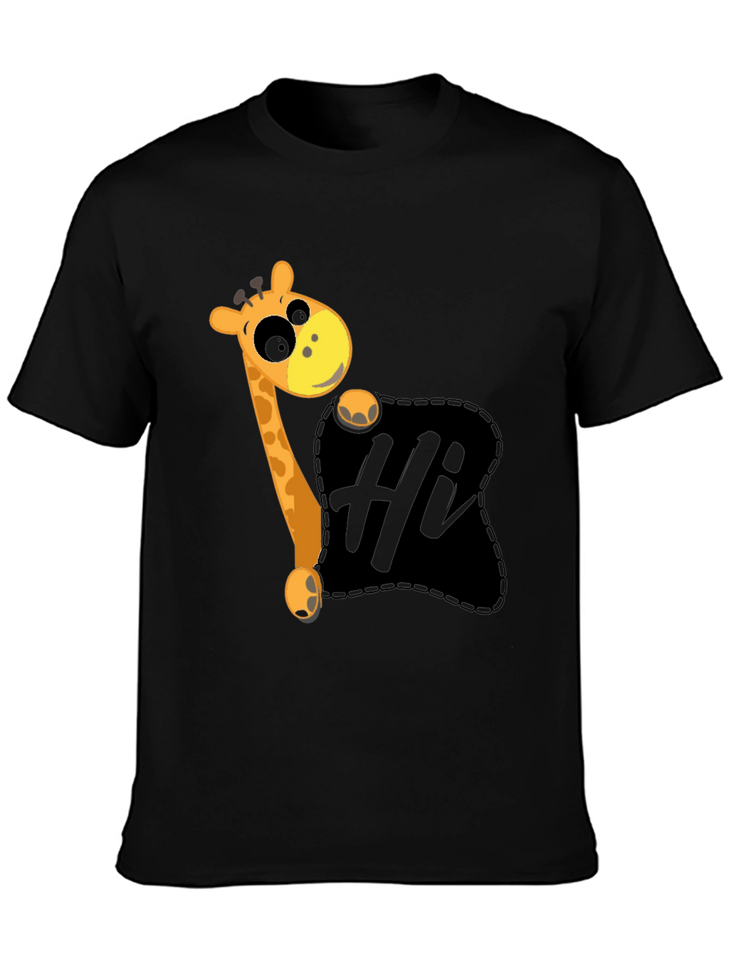 Cute Giraffe Hi Graphic Black T-Shirt