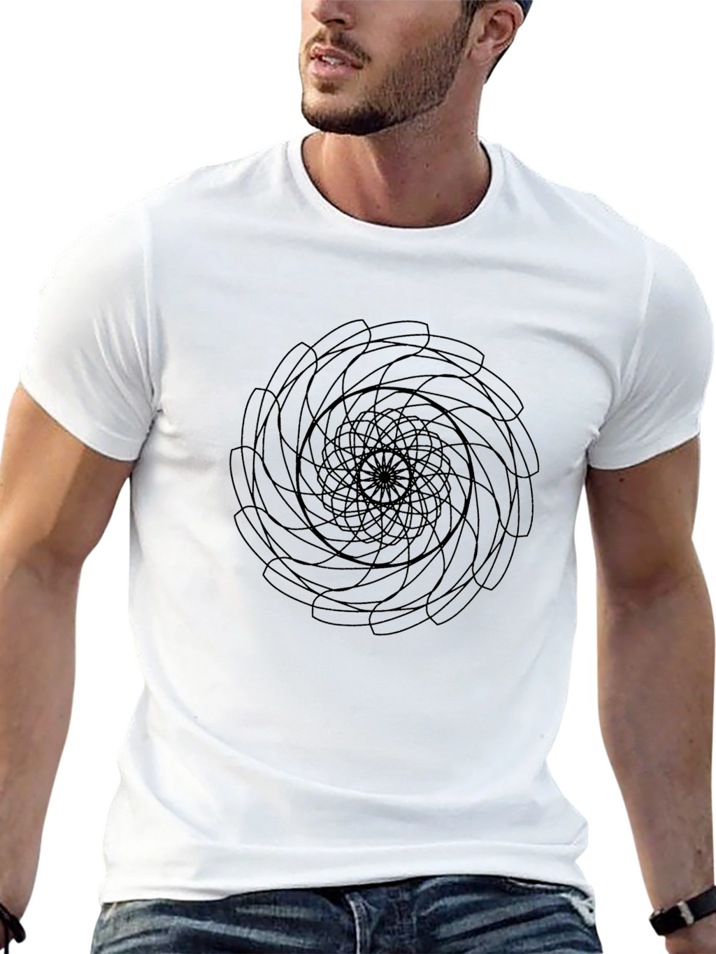 Spiral Graphic Print Mens Black T-Shirt