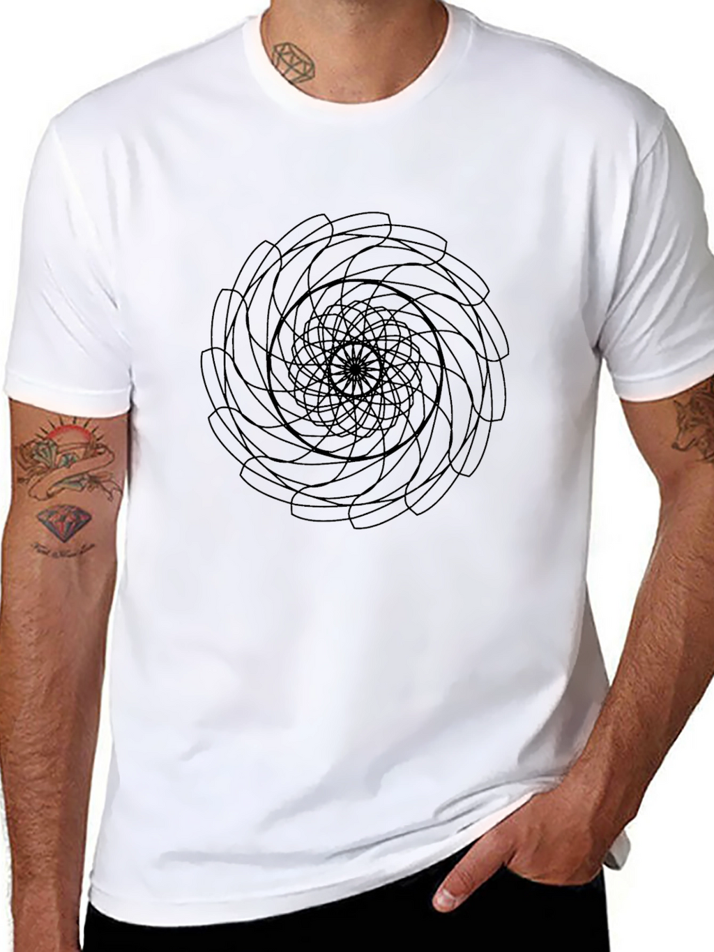 Spiral Graphic Print Mens Black T-Shirt