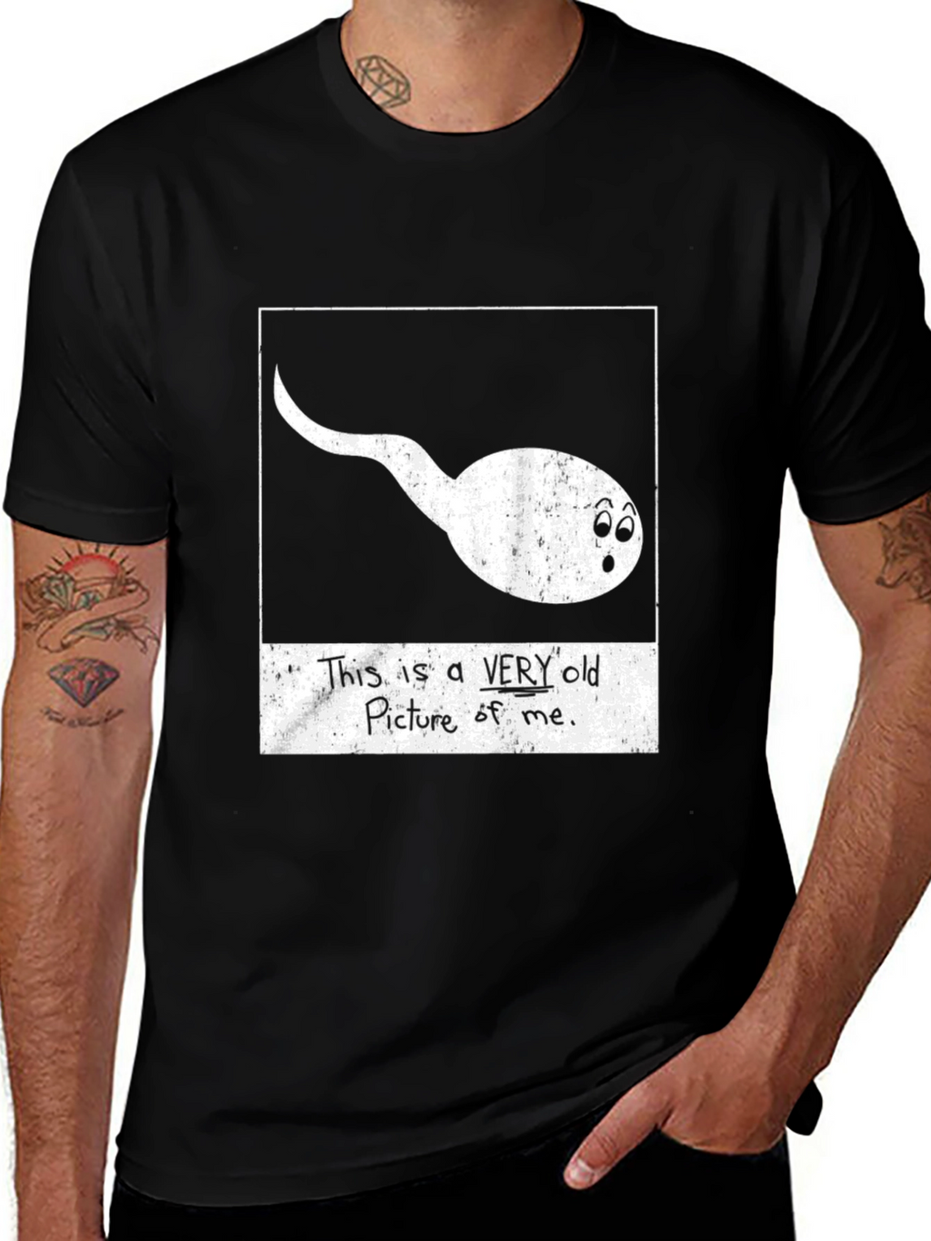 Funny Sperm Very Old Picture Black T-Shirt