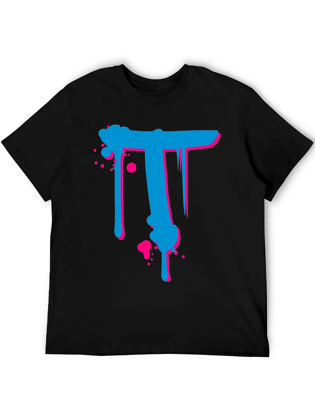 Abstract Letter T Graphic Print Black T-Shirt