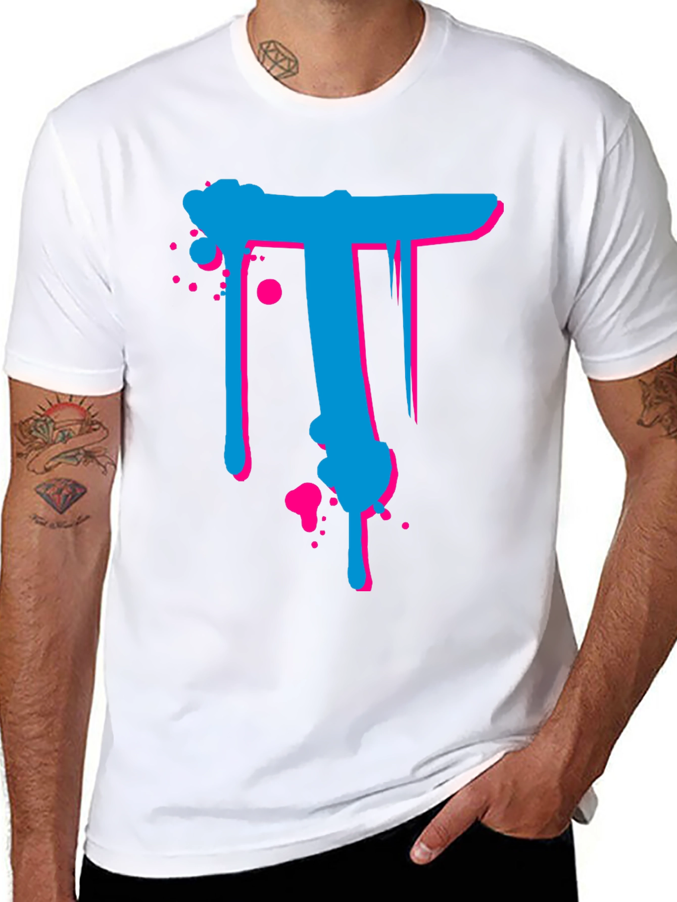 Abstract Letter T Graphic Print Black T-Shirt