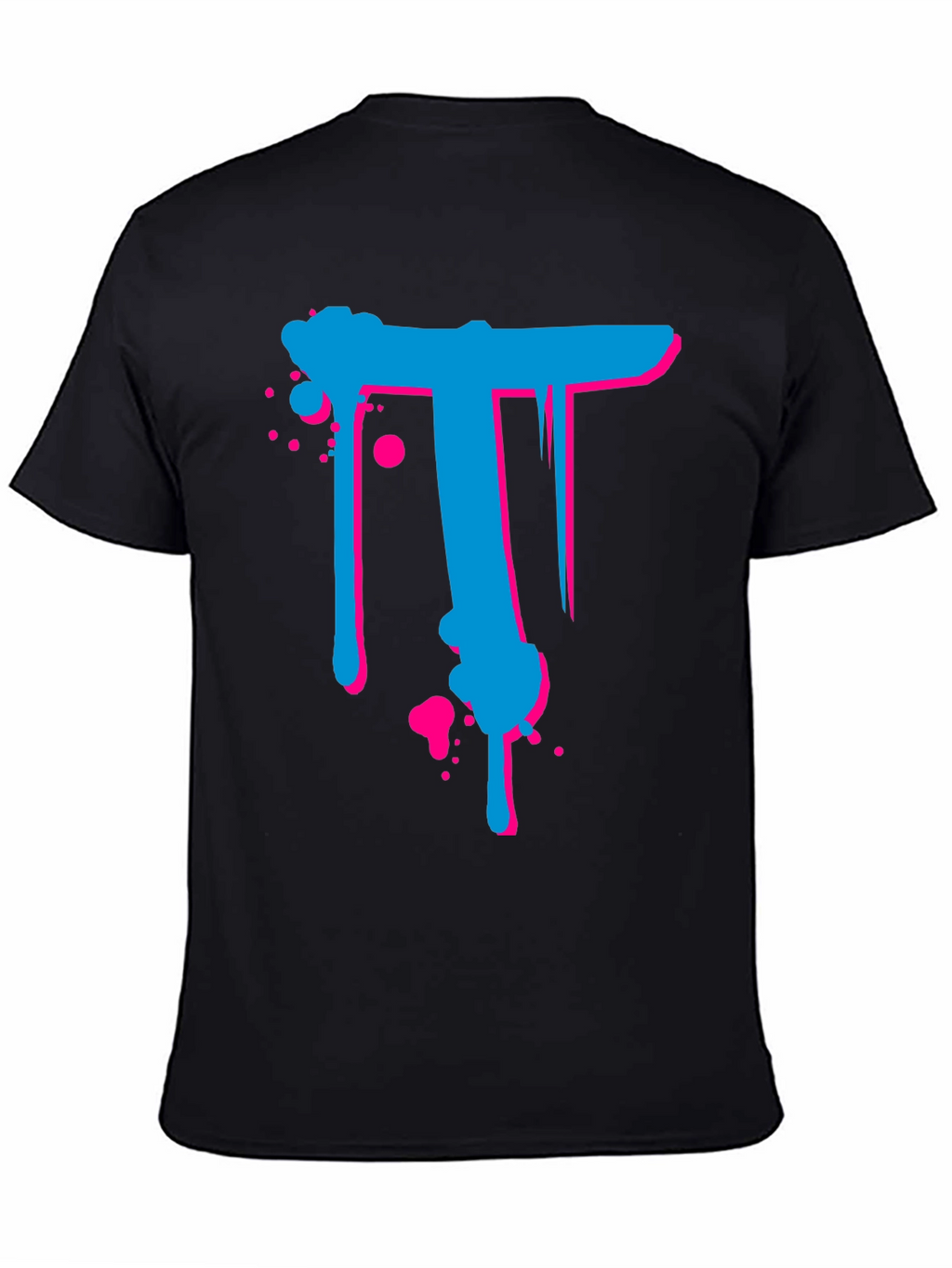 Abstract Letter T Graphic Print Black T-Shirt