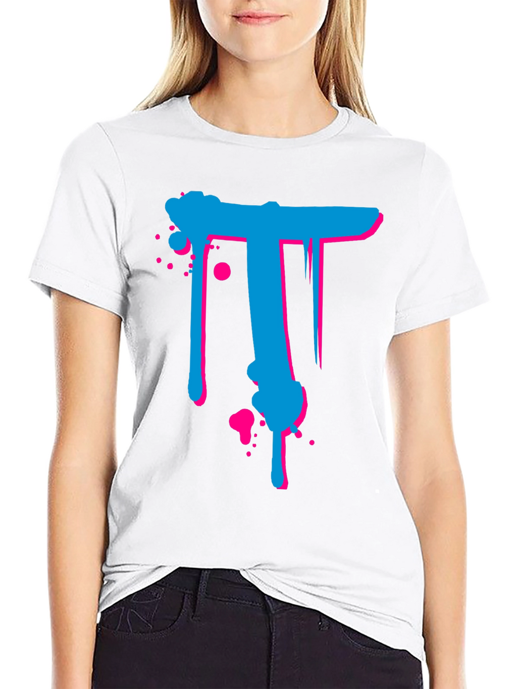Abstract Letter T Graphic Print Black T-Shirt