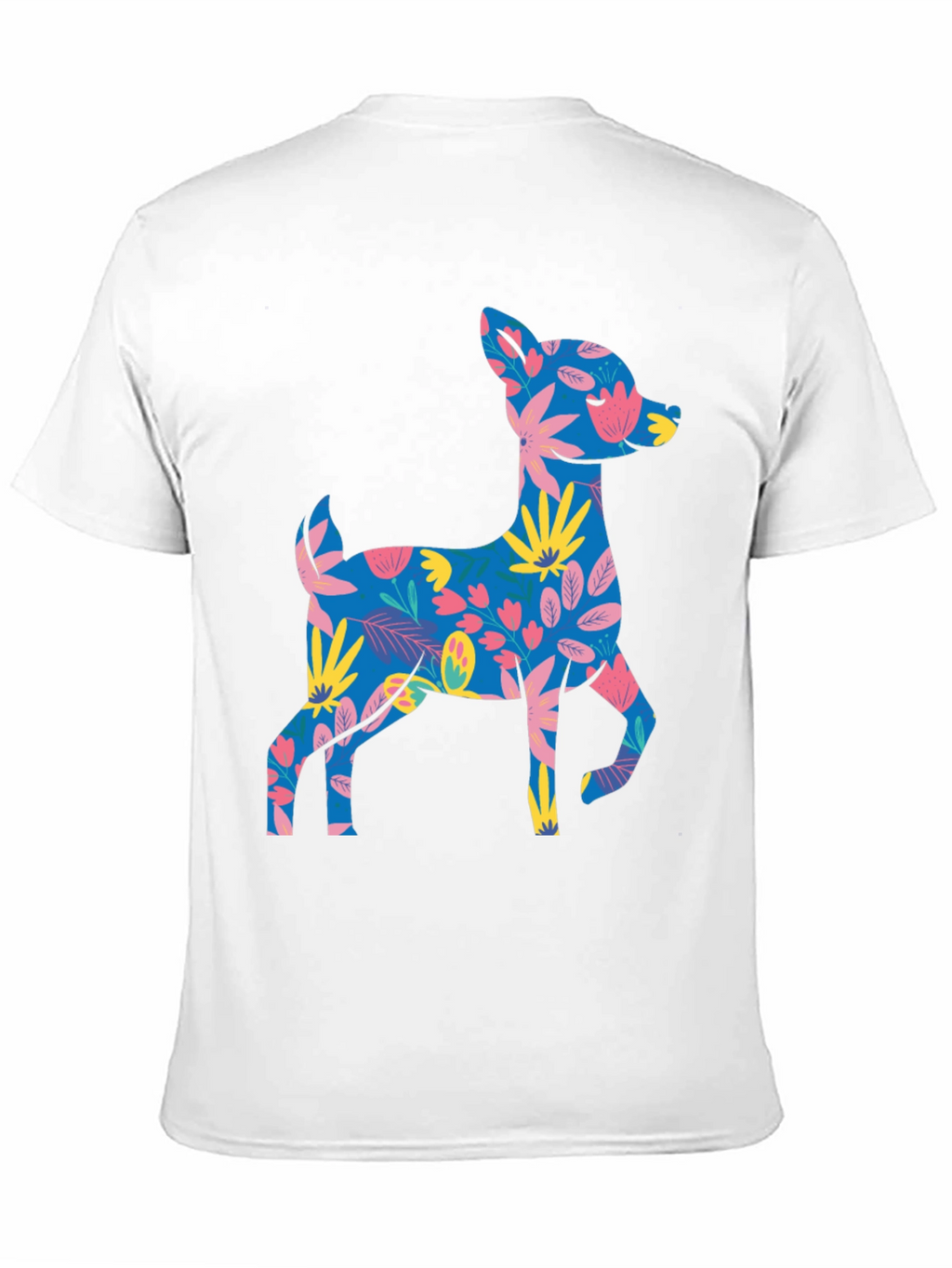 Floral Deer Graphic Tee - Mens Black T-Shirt