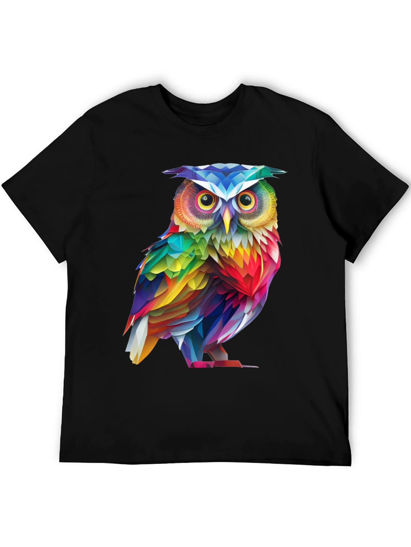 Rainbow Owl Graphic Tee - Mens Black T-Shirt