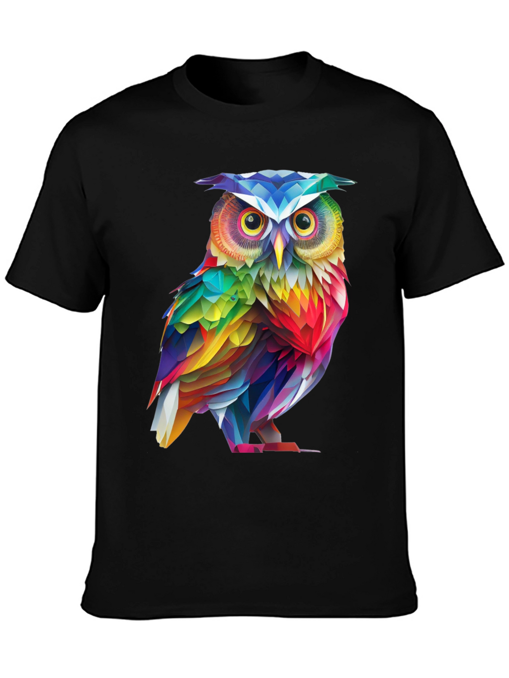 Rainbow Owl Graphic Tee - Mens Black T-Shirt