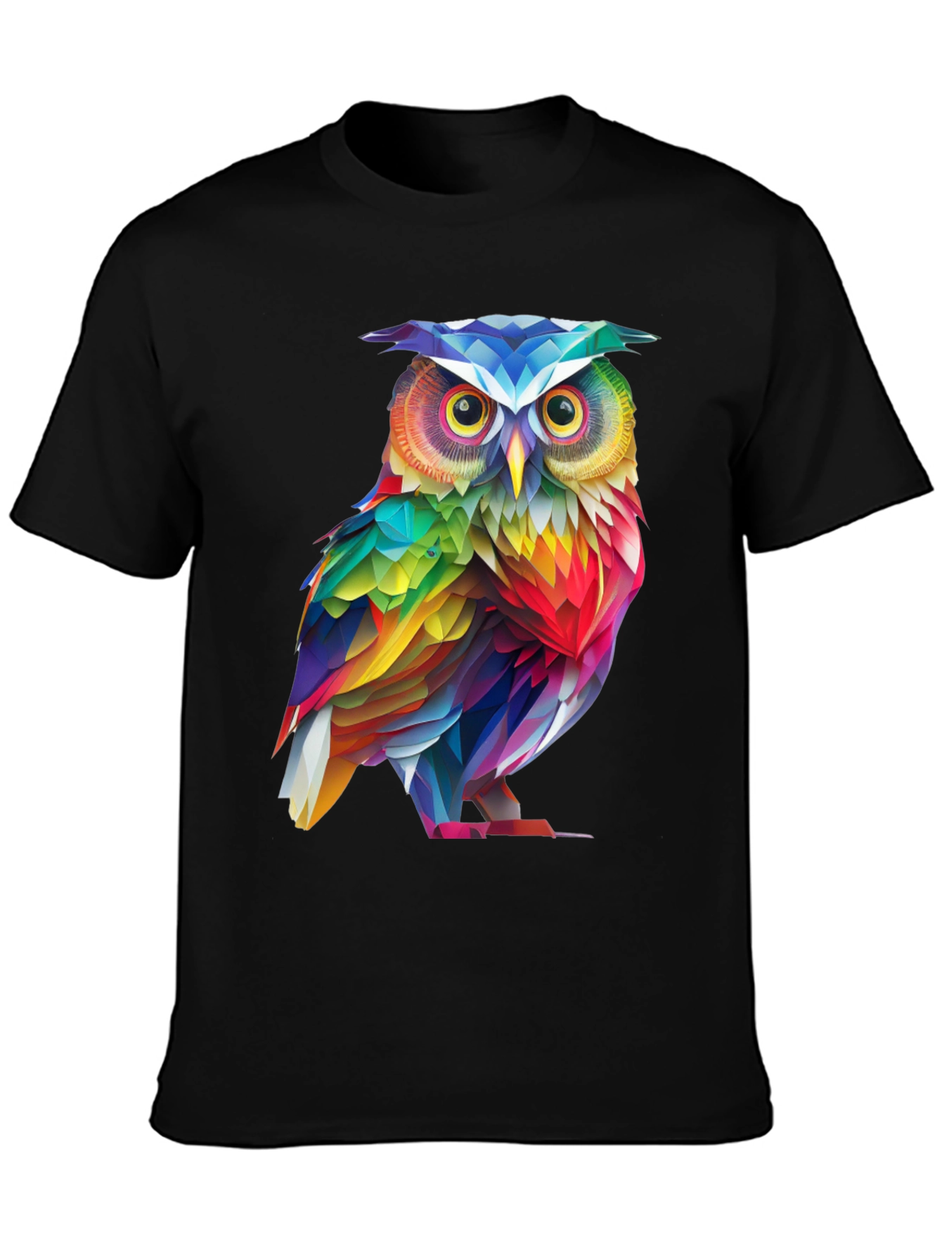 Rainbow Owl Graphic Tee - Mens Black T-Shirt