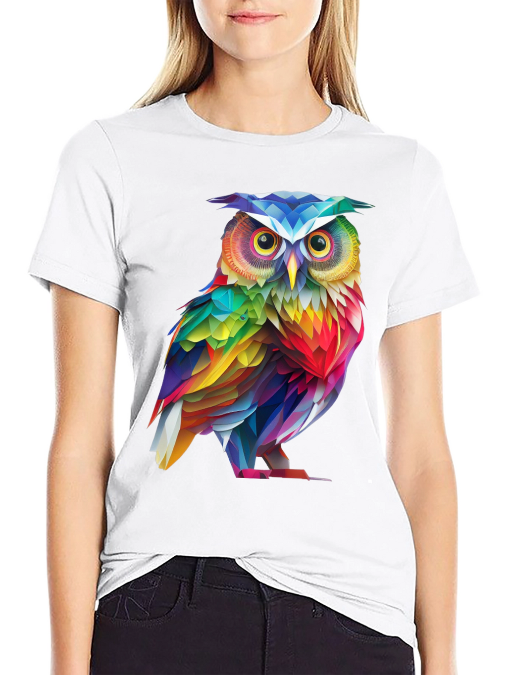 Rainbow Owl Graphic Tee - Mens Black T-Shirt