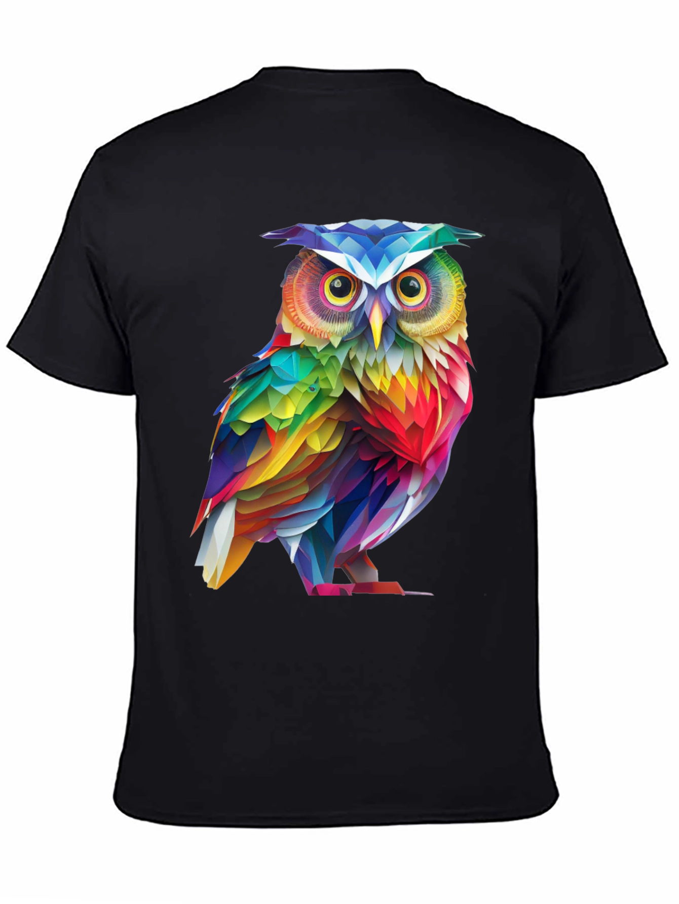 Rainbow Owl Graphic Tee - Mens Black T-Shirt