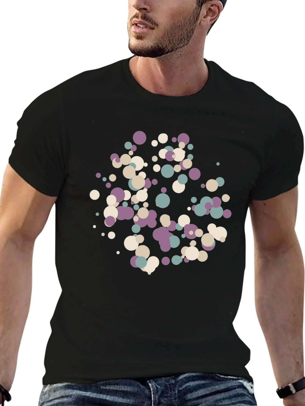 Modern Dots Black T-Shirt