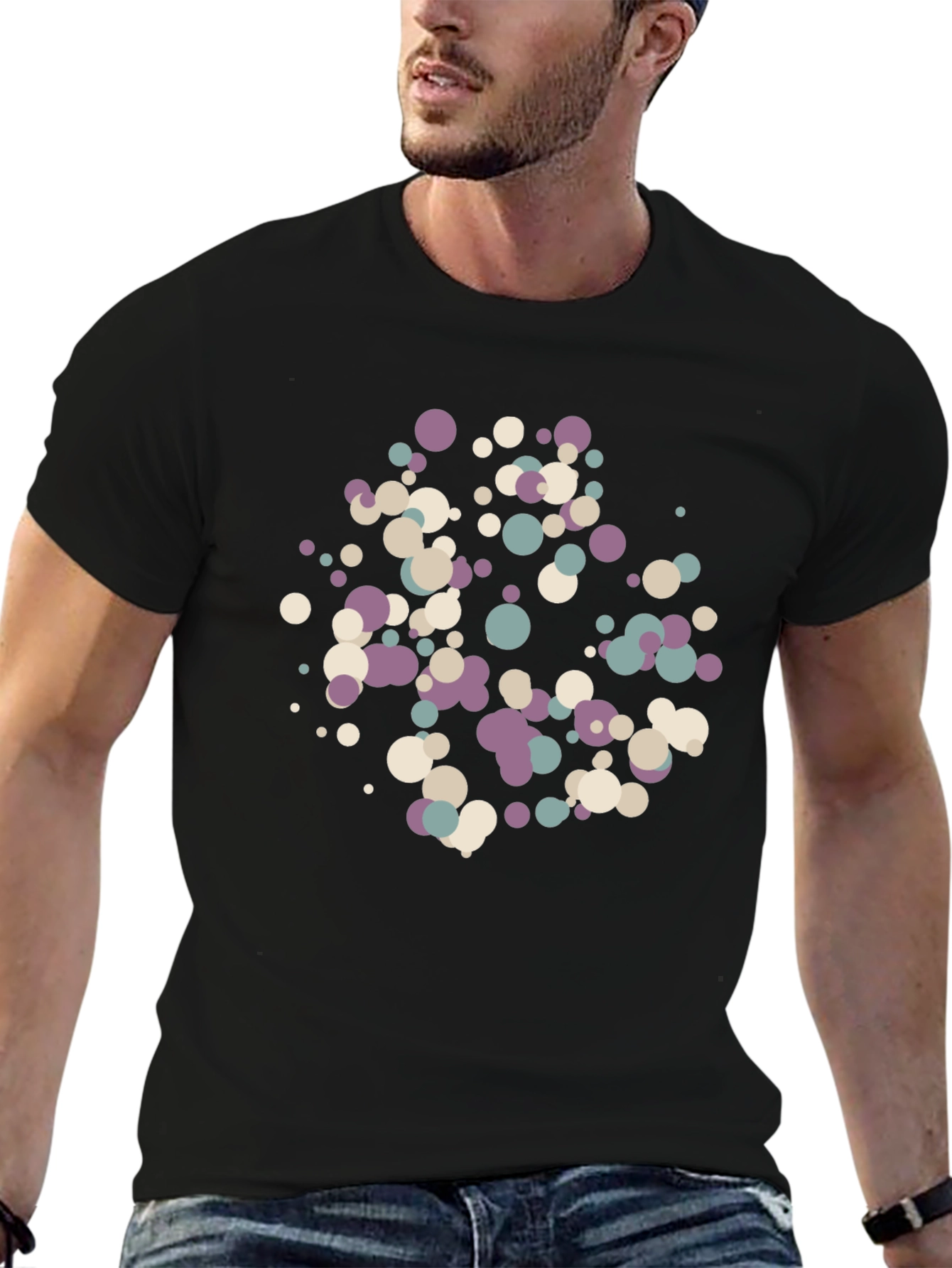 Modern Dots Black T-Shirt