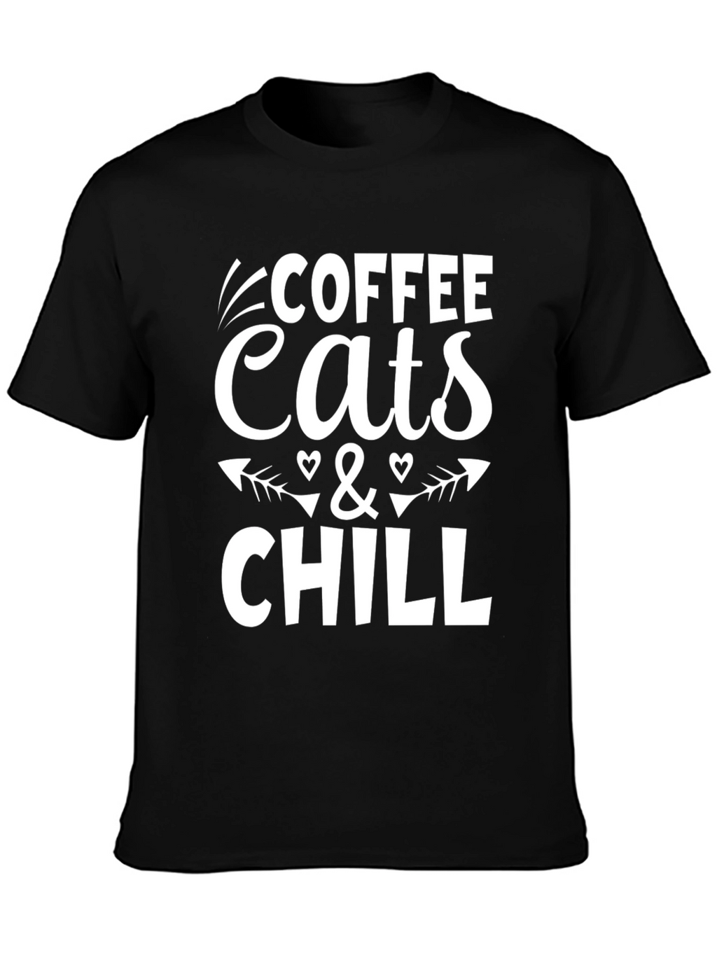 Coffee Cats & Chill Black Graphic T-Shirt