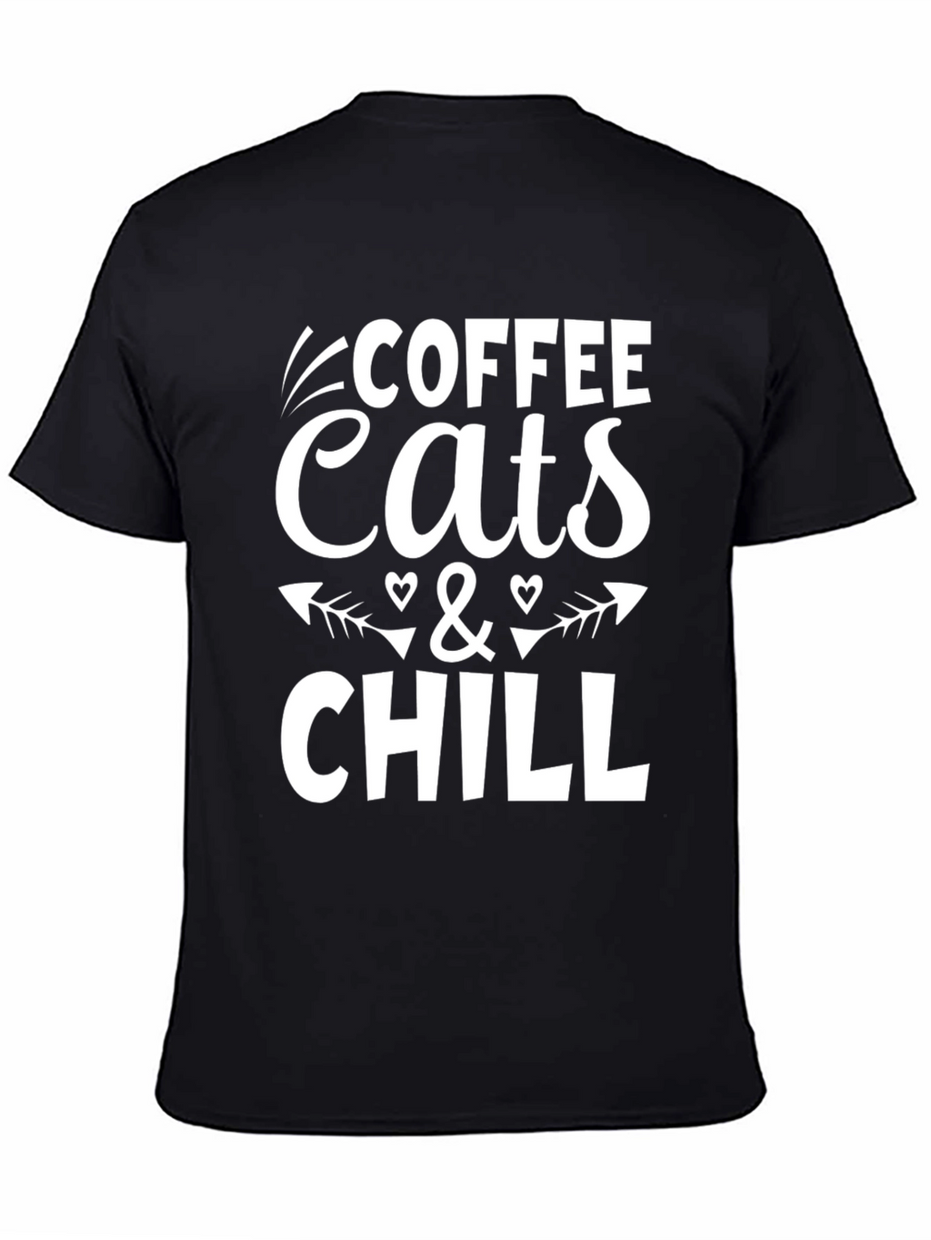 Coffee Cats & Chill Black Graphic T-Shirt