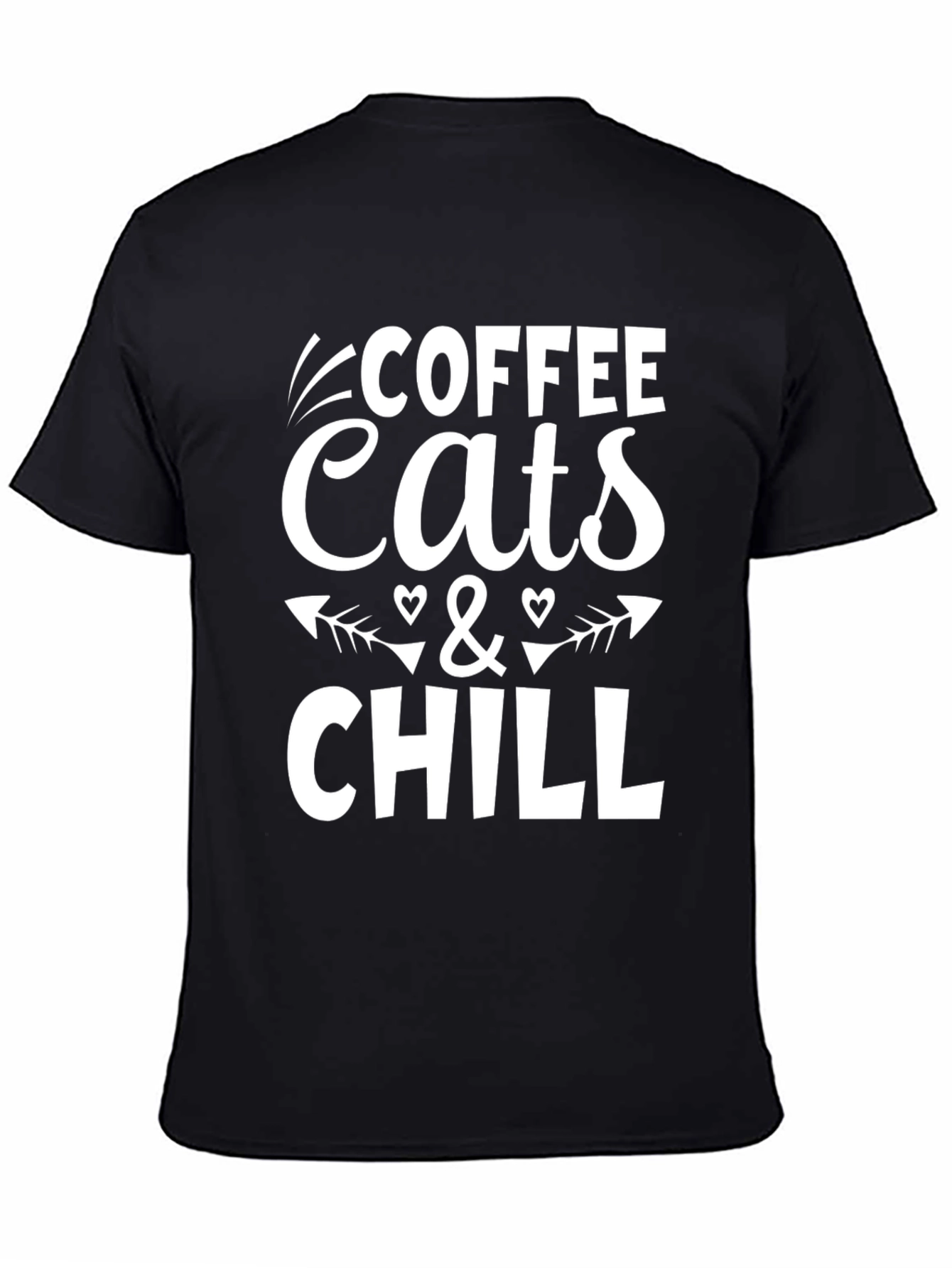 Coffee Cats & Chill Black Graphic T-Shirt