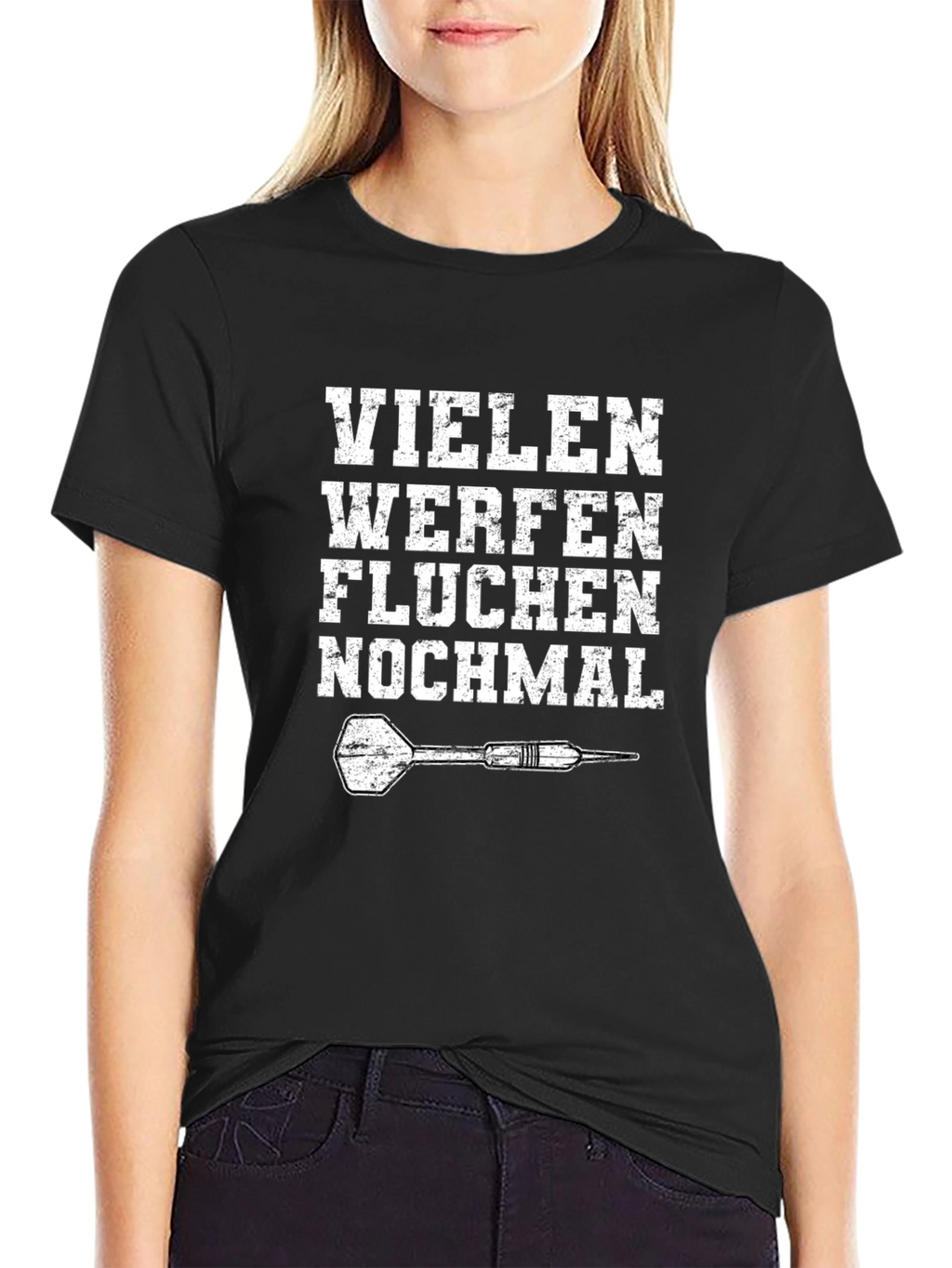 Funny German Dart Player T-Shirt - Viele Werfen Fluchen