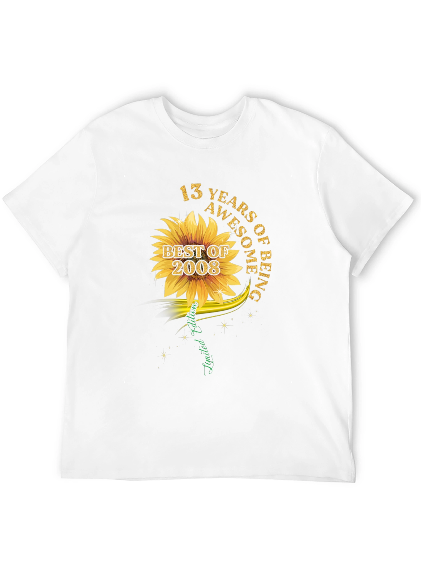 13 Years Awesome Sunflower Graphic T-Shirt