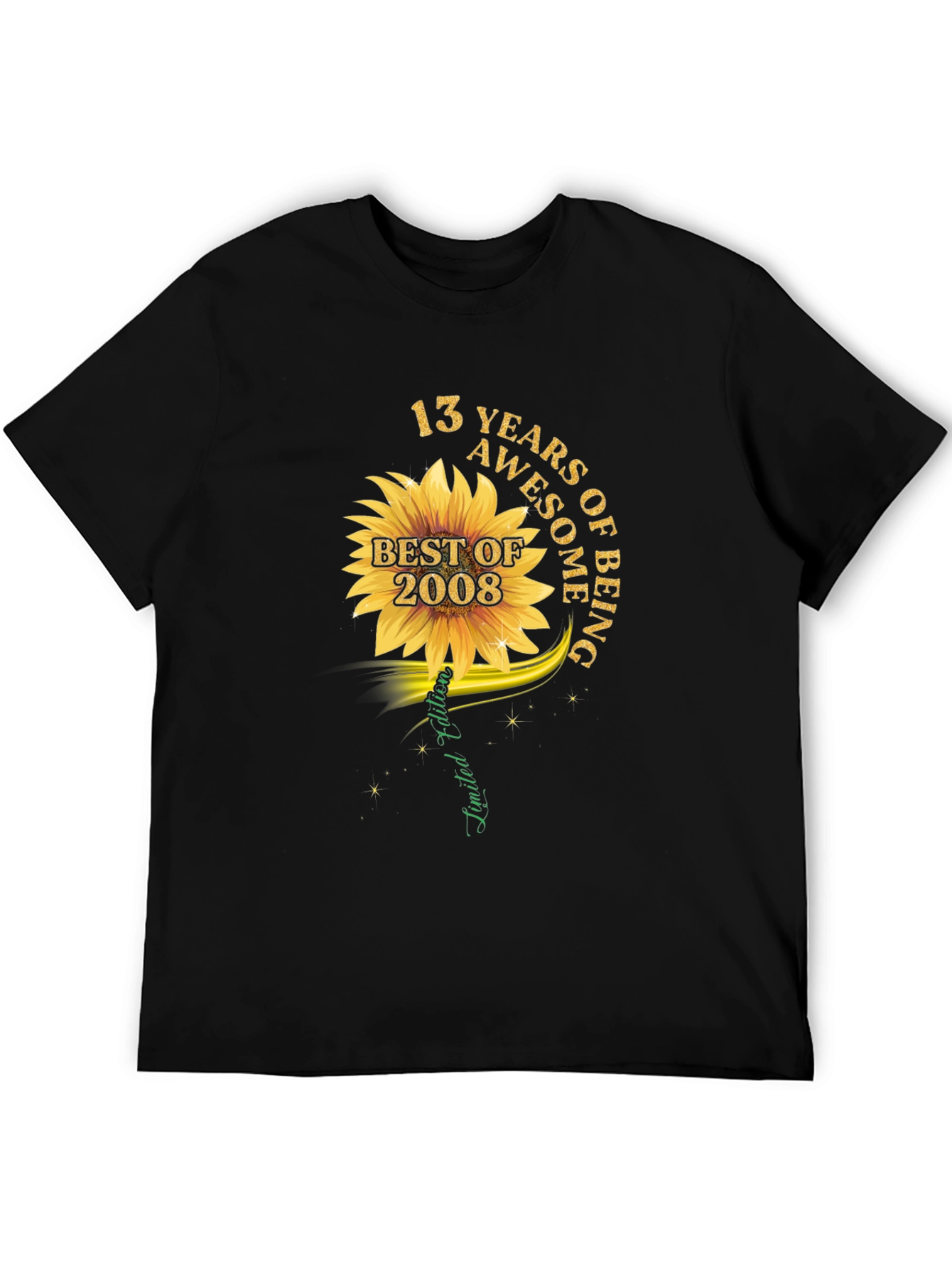 13 Years Awesome Sunflower Graphic T-Shirt