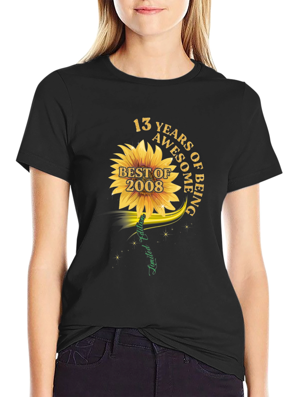 13 Years Awesome Sunflower Graphic T-Shirt