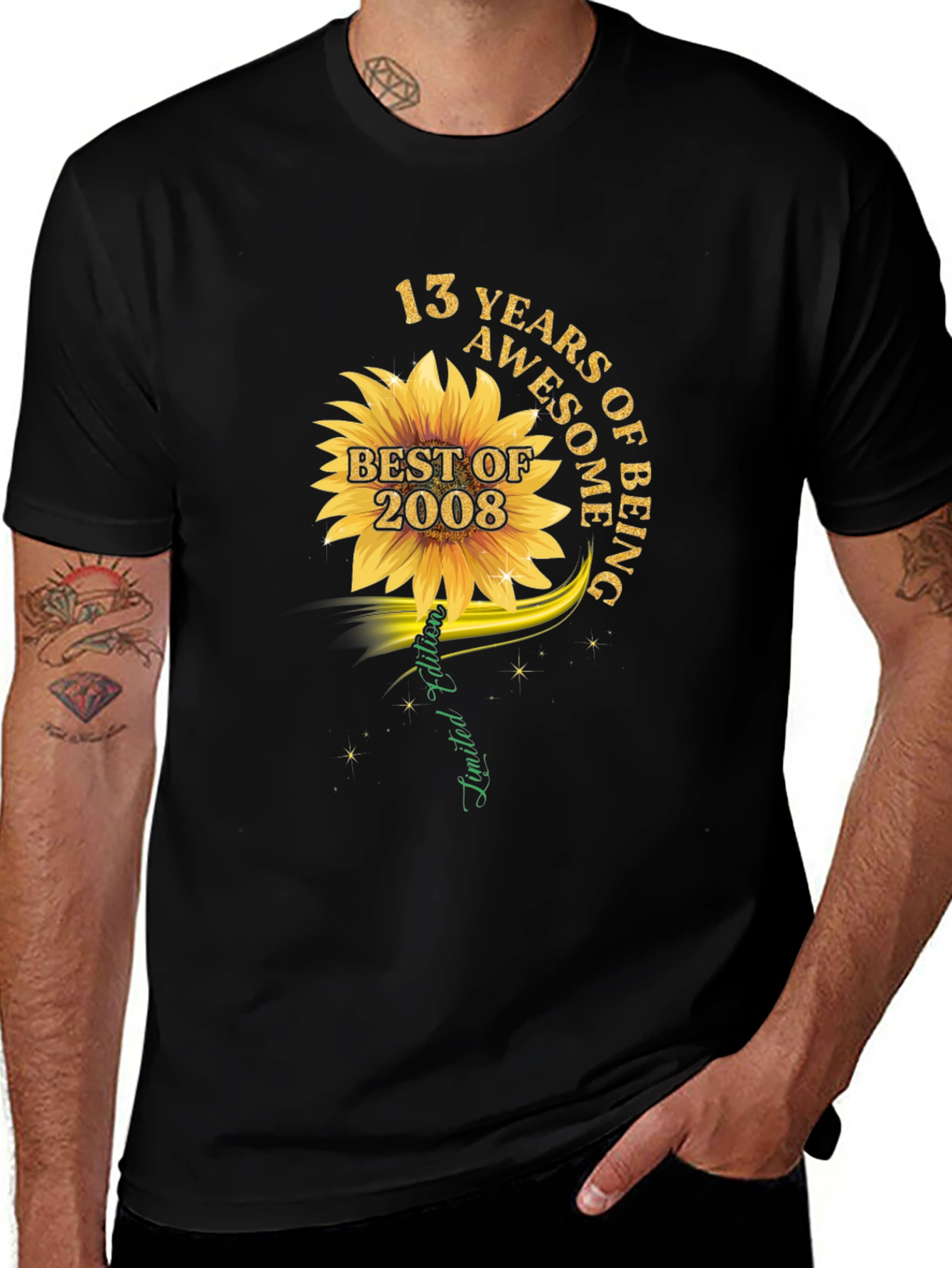 13 Years Awesome Sunflower Graphic T-Shirt