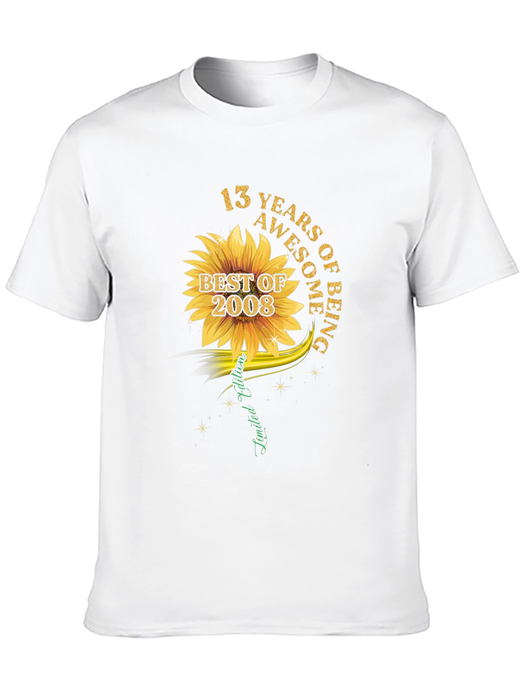 13 Years Awesome Sunflower Graphic T-Shirt