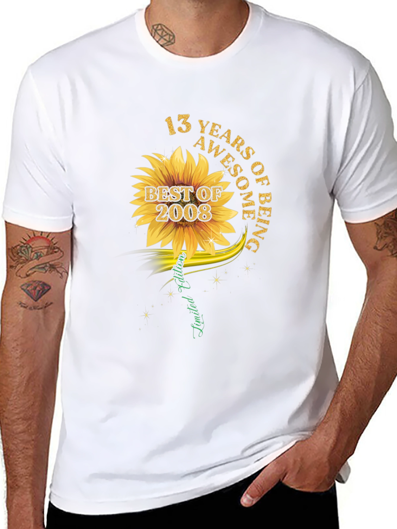 13 Years Awesome Sunflower Graphic T-Shirt