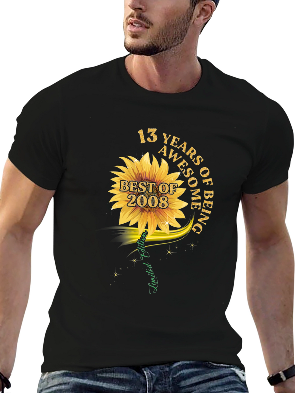 13 Years Awesome Sunflower Graphic T-Shirt