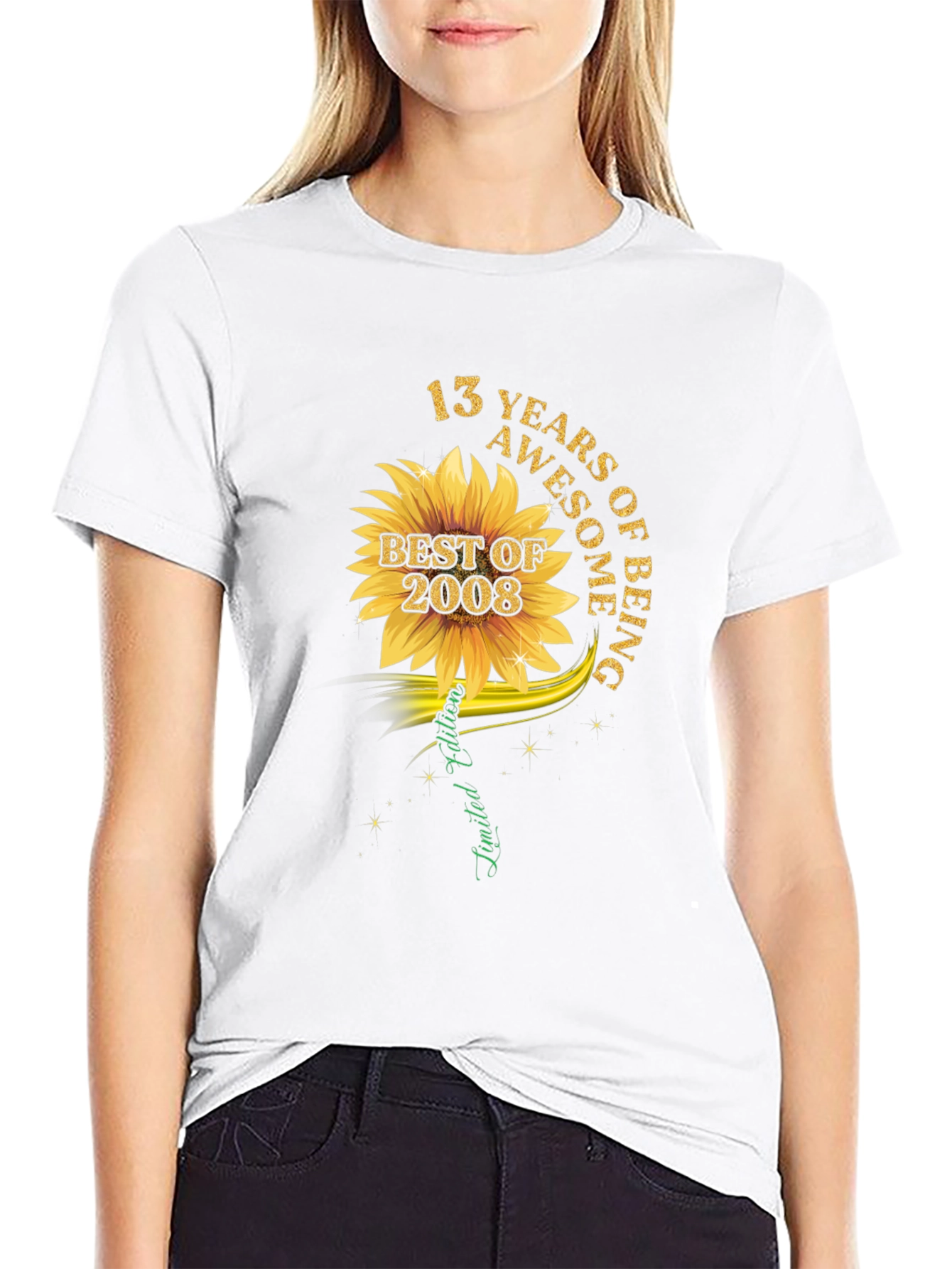 13 Years Awesome Sunflower Graphic T-Shirt