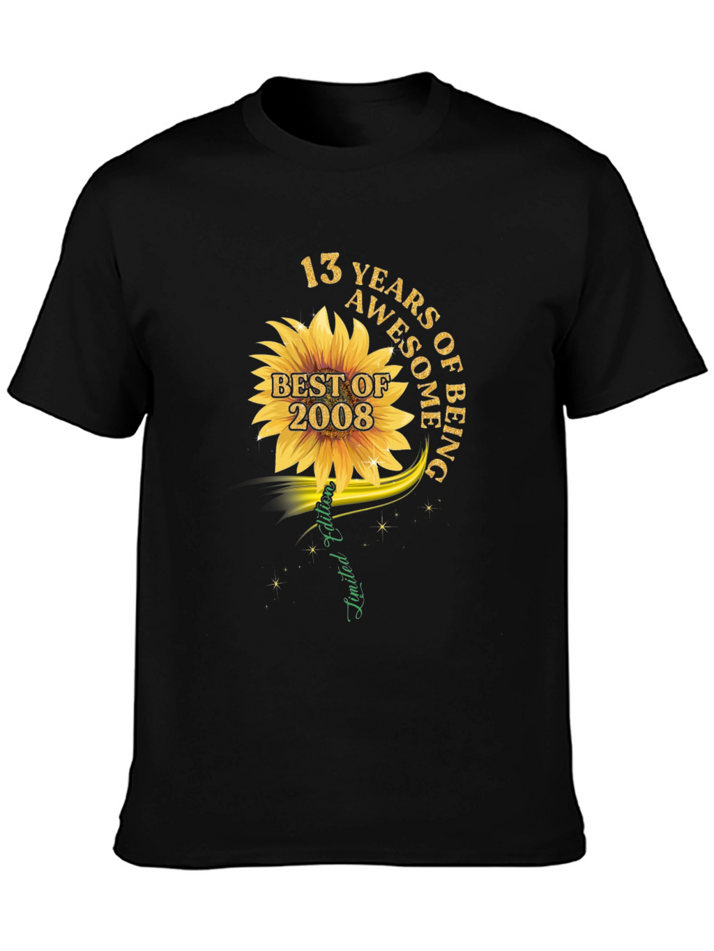 13 Years Awesome Sunflower Graphic T-Shirt