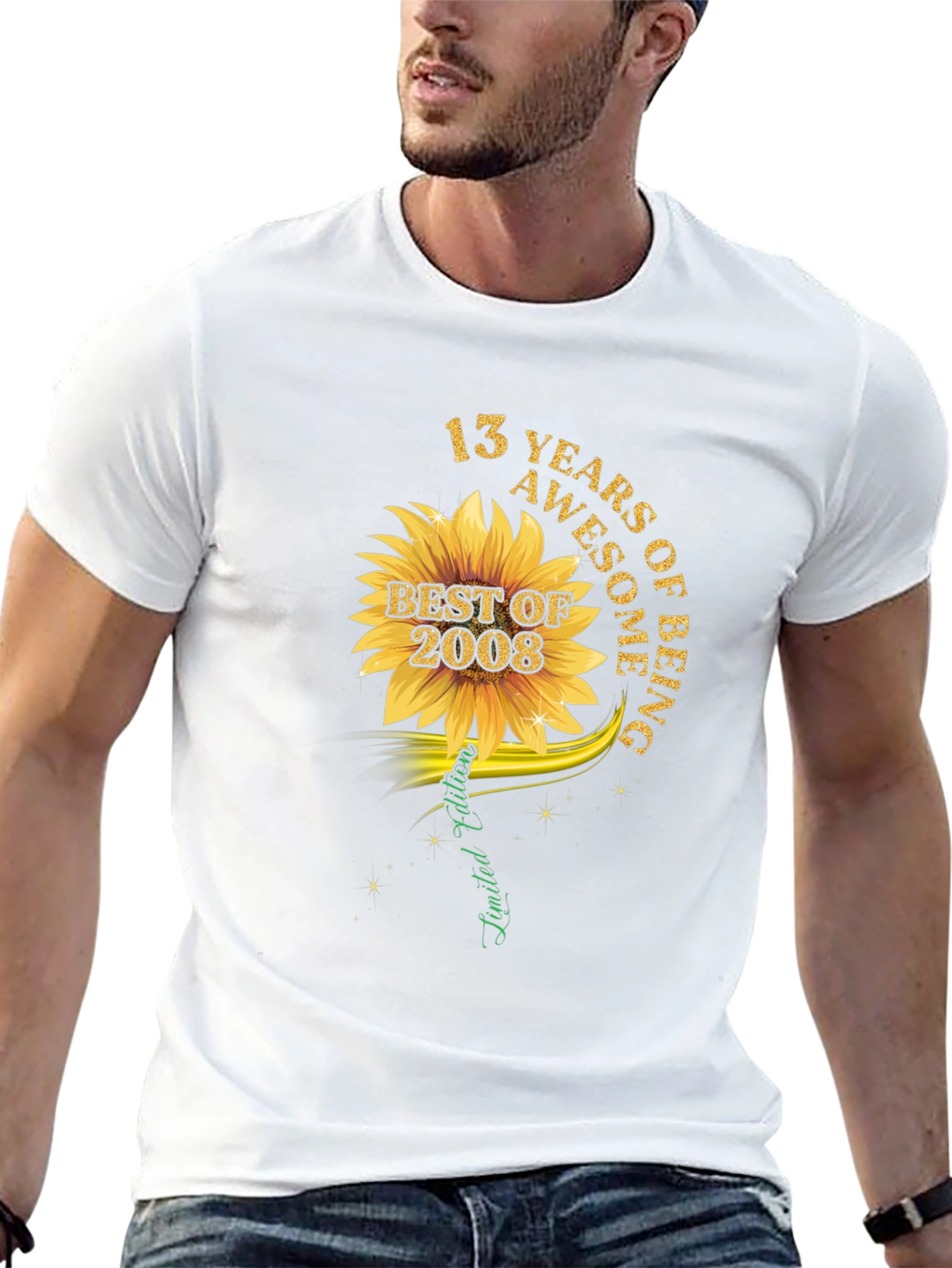 13 Years Awesome Sunflower Graphic T-Shirt