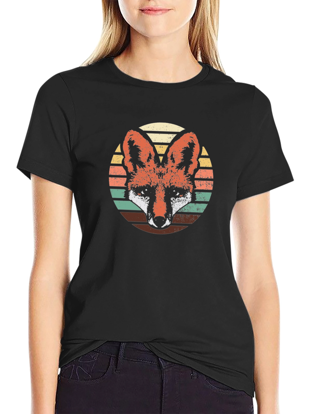 Retro Fox Graphic Tee - Black