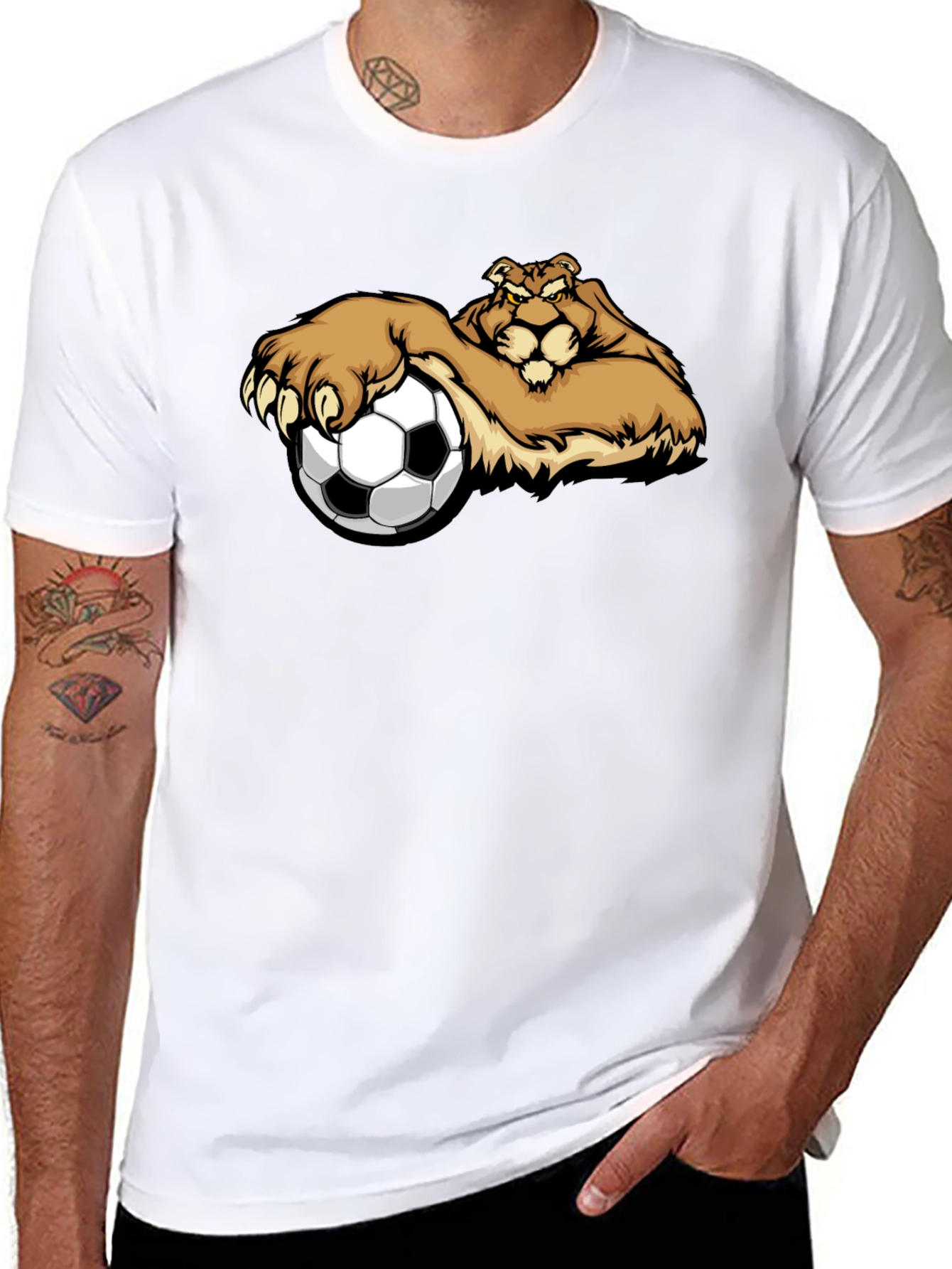 Lion Soccer T-Shirt - Unique Graphic Tee