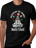 Meditating Astronaut Black T-Shirt