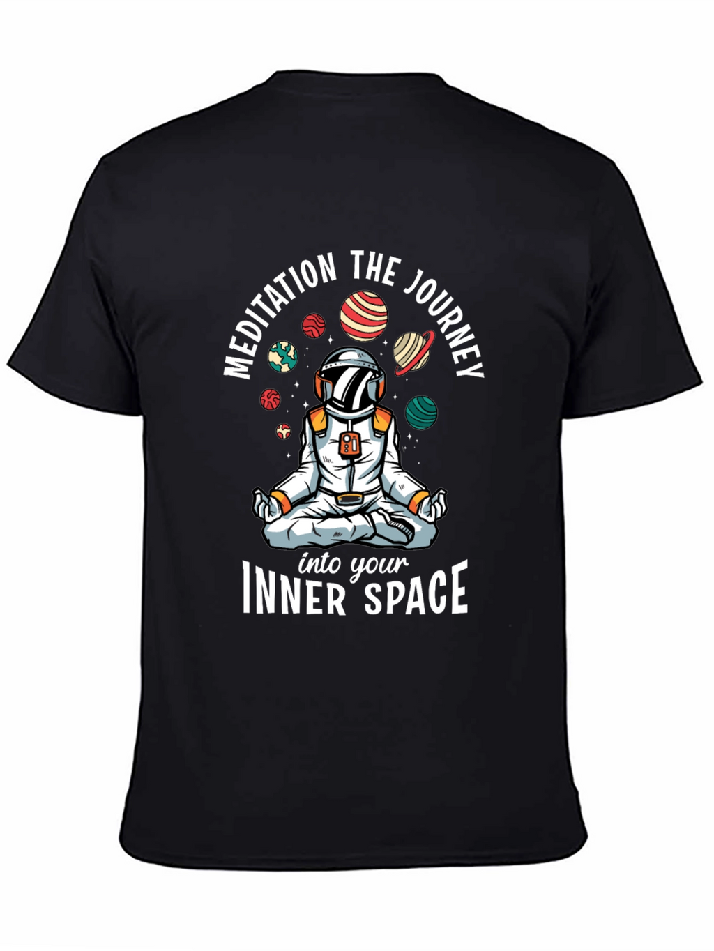 Meditating Astronaut Black T-Shirt
