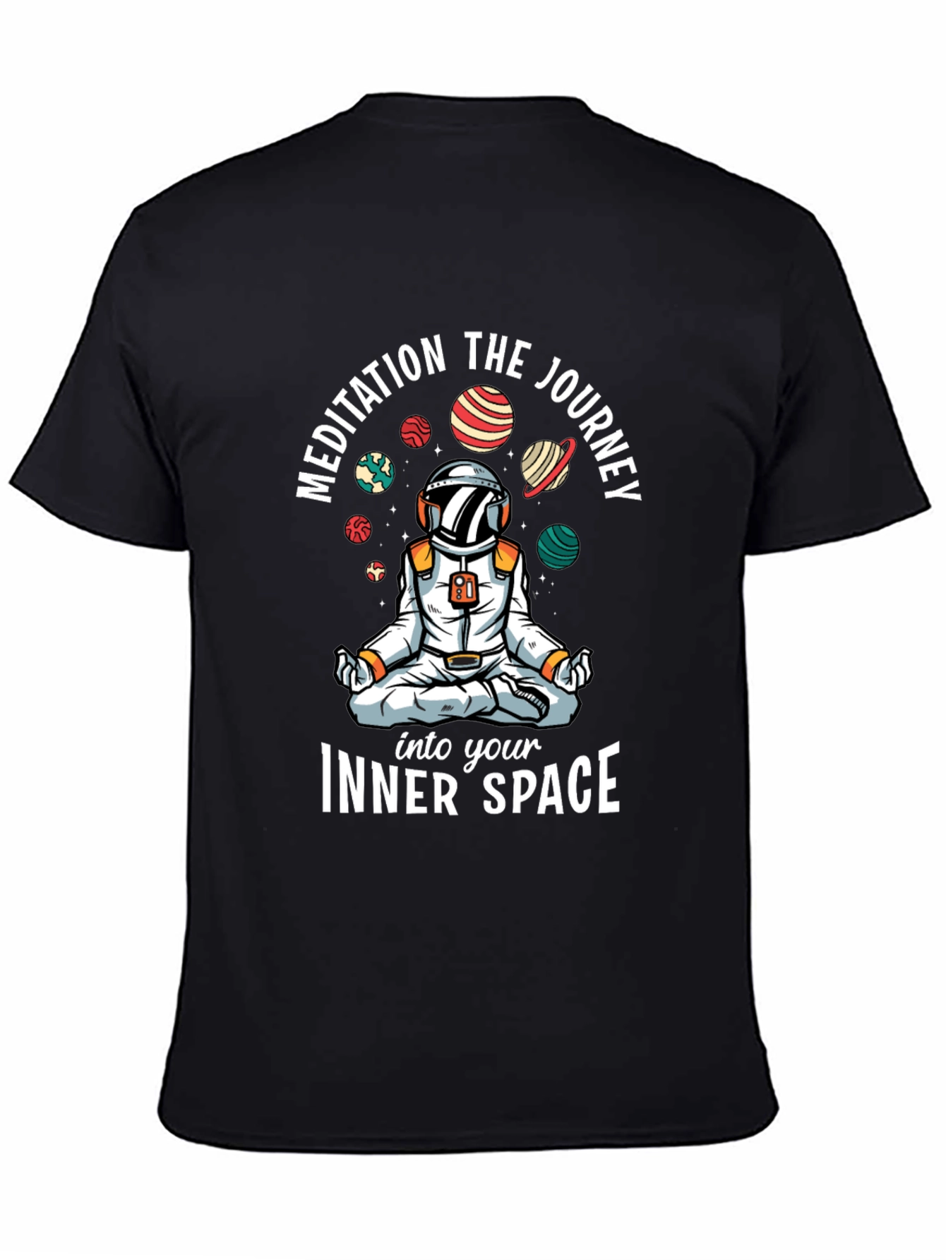 Meditating Astronaut Black T-Shirt
