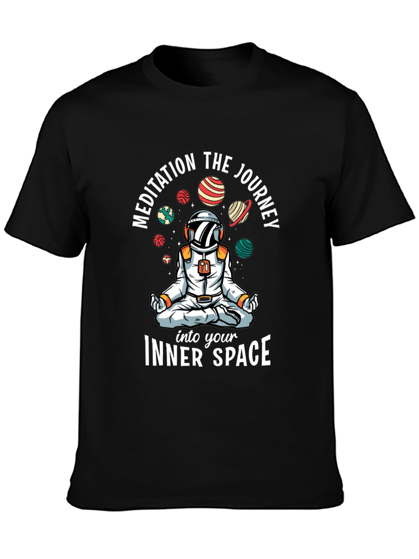 Meditating Astronaut Black T-Shirt