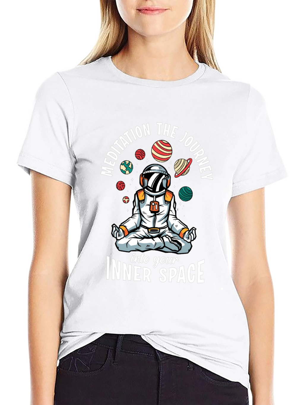 Meditating Astronaut Black T-Shirt