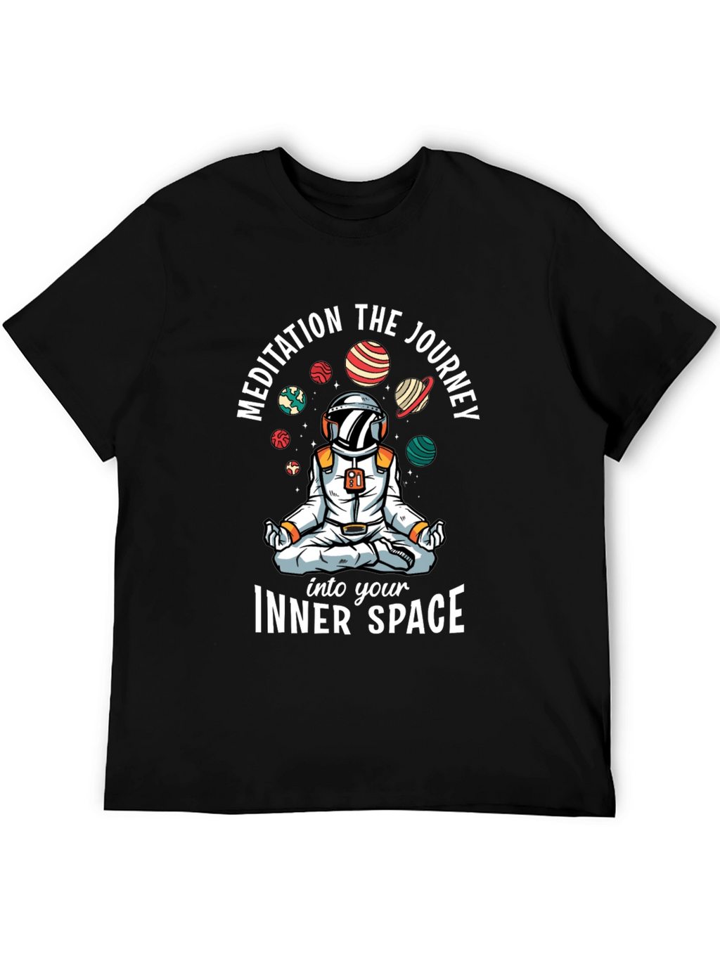 Meditating Astronaut Black T-Shirt