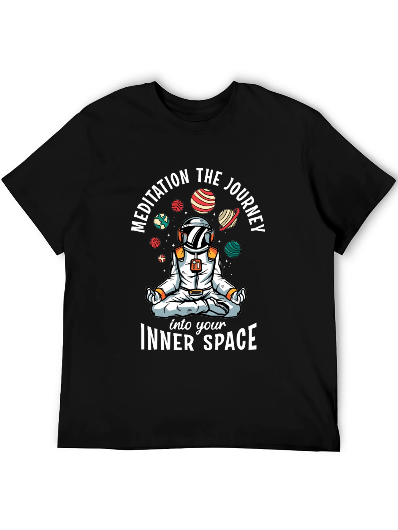 Meditating Astronaut Black T-Shirt