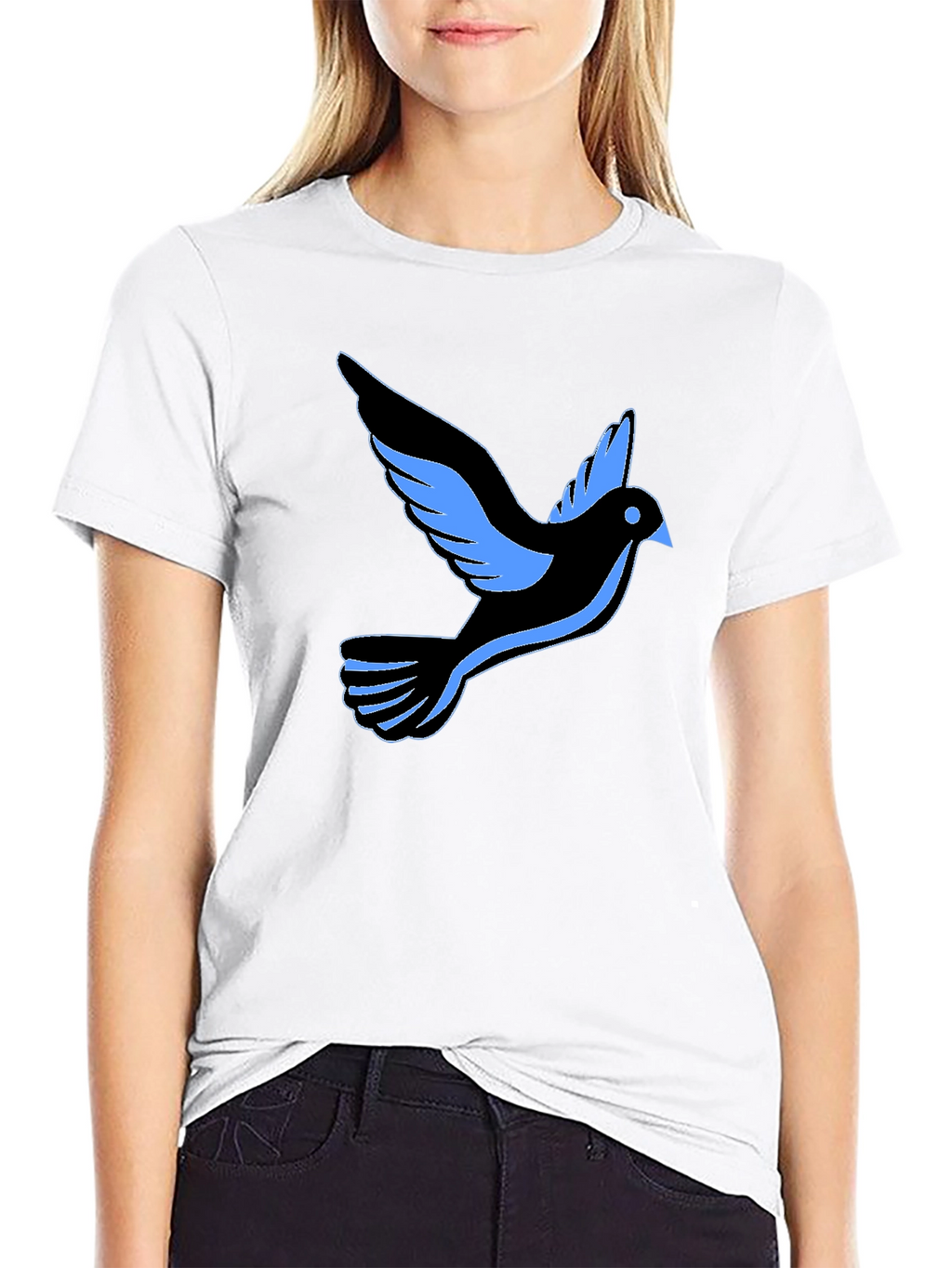 Black T-Shirt with Dove Graphic