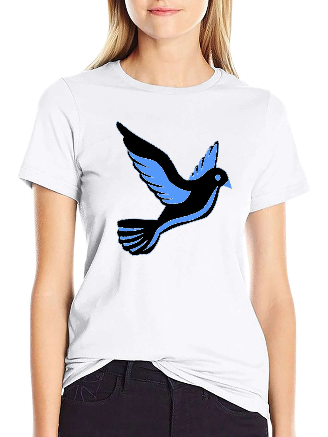 Black T-Shirt with Dove Graphic